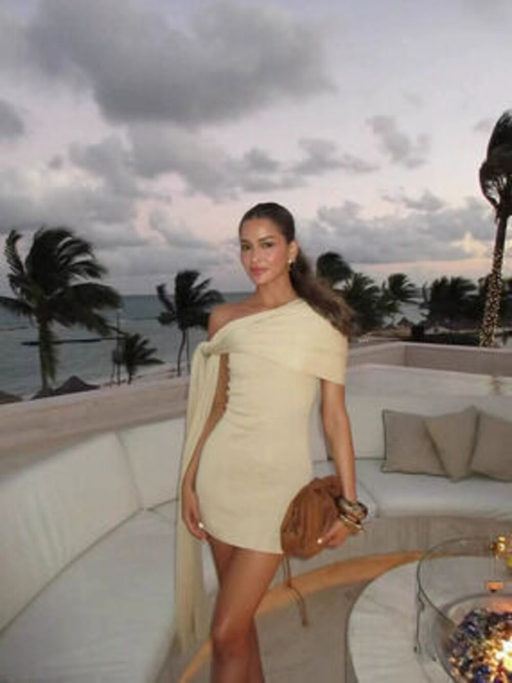 Resort Knit Beach Cover Up Off Shoulder Tie Dress